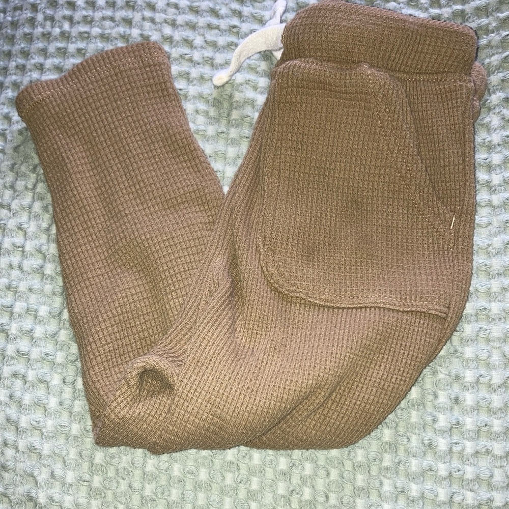 Brown Waffle Knit Joggers